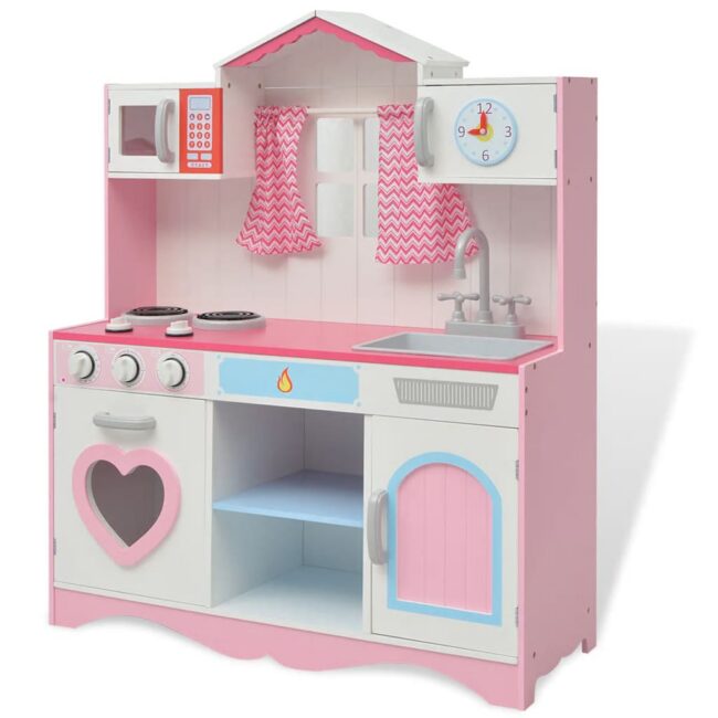 Cozinha de Brinquedo vidaXL 82 x 30 x 100 cm Madeira Rosa e Branco