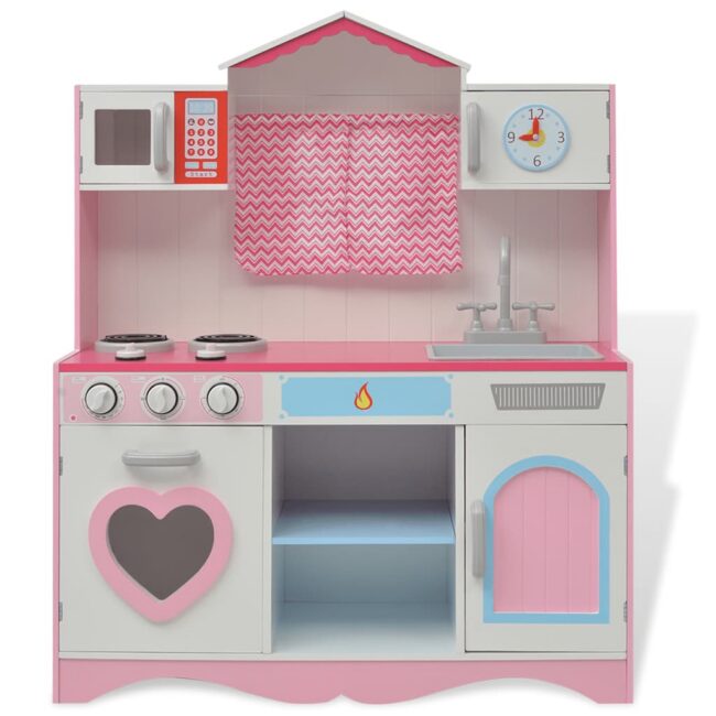 Cozinha de Brinquedo vidaXL 82 x 30 x 100 cm Madeira Rosa e Branco