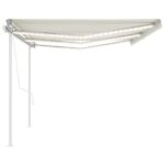 Toldo Automático vidaXL com Sensor de VentoLED 6x3 m Creme